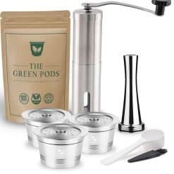 three reusable caffitaly coffee pod with stianless steel coffee tamper and grinder